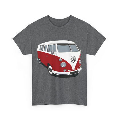 VW Camper Van Graphic T-Shirt Urban Unisex Cotton Tee displayed in a stylish grey colour, featuring a classic Volkswagen Bus design.