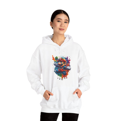 Luxury Unisex Computer Game Graphic Lightweight Hooded Sweatshirt showcased by a model wearing a stylish hoodie featuring a vibrant gaming-themed graphic, perfect for showcasing your passion for gaming.