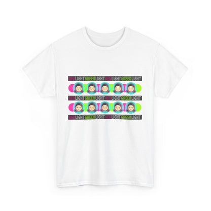 Elegant Squid Game Unisex Men’s Women’s Graphic Cotton Funny T Shirt Tee Street Urban design showcasing whimsical characters against bright colours, an ideal choice for edgy fashion.