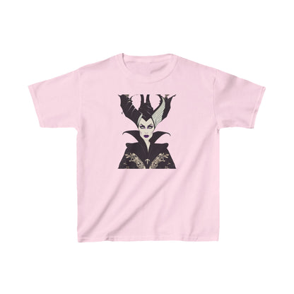 Maleficent Kids Tee in pastel pink, highlighting the beautiful graphic of Maleficent, crafted in high-quality cotton for kids' fashionable wear.