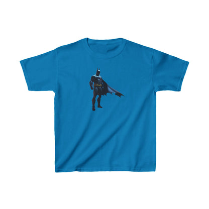 Kids Batman Heavy Cotton T-Shirt in striking blue depicting the classic Batman design, perfect for adventurous young fans.