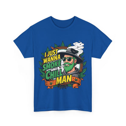 420 Cannabis Marijuana Graphic T-Shirt presented in striking blue with a vibrant graphic featuring an illustrated character, perfect for contemporary street fashion.