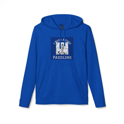 Adidas Women´s Fleece 'I Need a Good Paddling' Hoodie in rich blue colour, featuring a stylish graphic design perfect for paddleboarders.