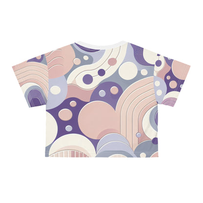 Fashionable pastel purple crop top styled with high-waisted jeans, designed by Dazzling Dreams Studio for a chic look perfect for any occasion.