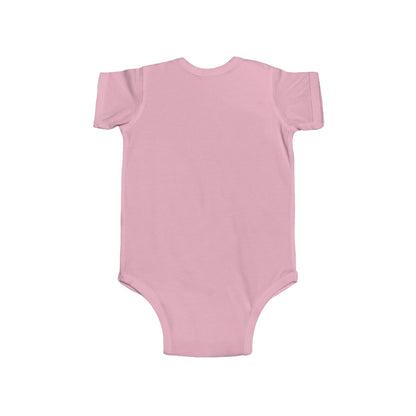 Cute Lion Bodysuit showcasing the back view in soft pink, perfect for elegant infant clothing.