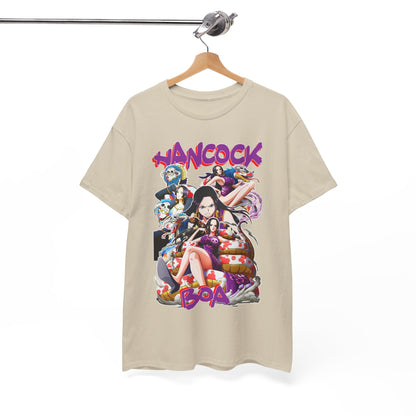 Chic Boa Hancock T-Shirt elegantly displayed on a hanger, highlighting its premium quality and eye-catching design.