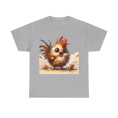 Explosive Joy Tee - Cartoon Bird Edition in grey with a delightful bird graphic, designed for those who appreciate whimsical yet sophisticated style.