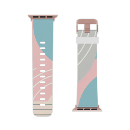 Elegant Contemporary Pastel Watch Strap by Dazzling Dreams Studio showcasing intricate geometric patterns and delicate pastel hues.