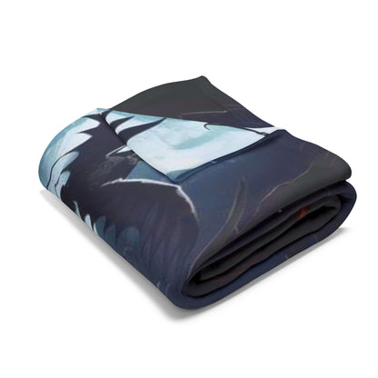 Decorative and Warm Halloween Spooky Arctic Fleece Blanket elegantly folded, showcasing its premium fleece material, ideal for cozy evenings during the Halloween season.