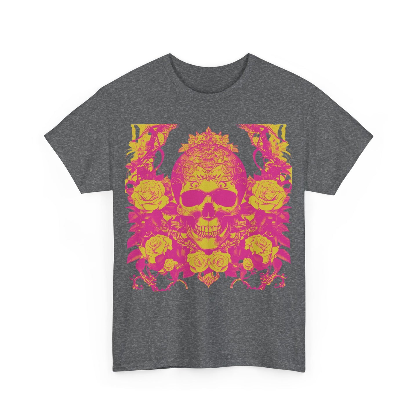 Skulls and Roses Cotton Tee, Unisex Graphic Shirt, 7 color choice