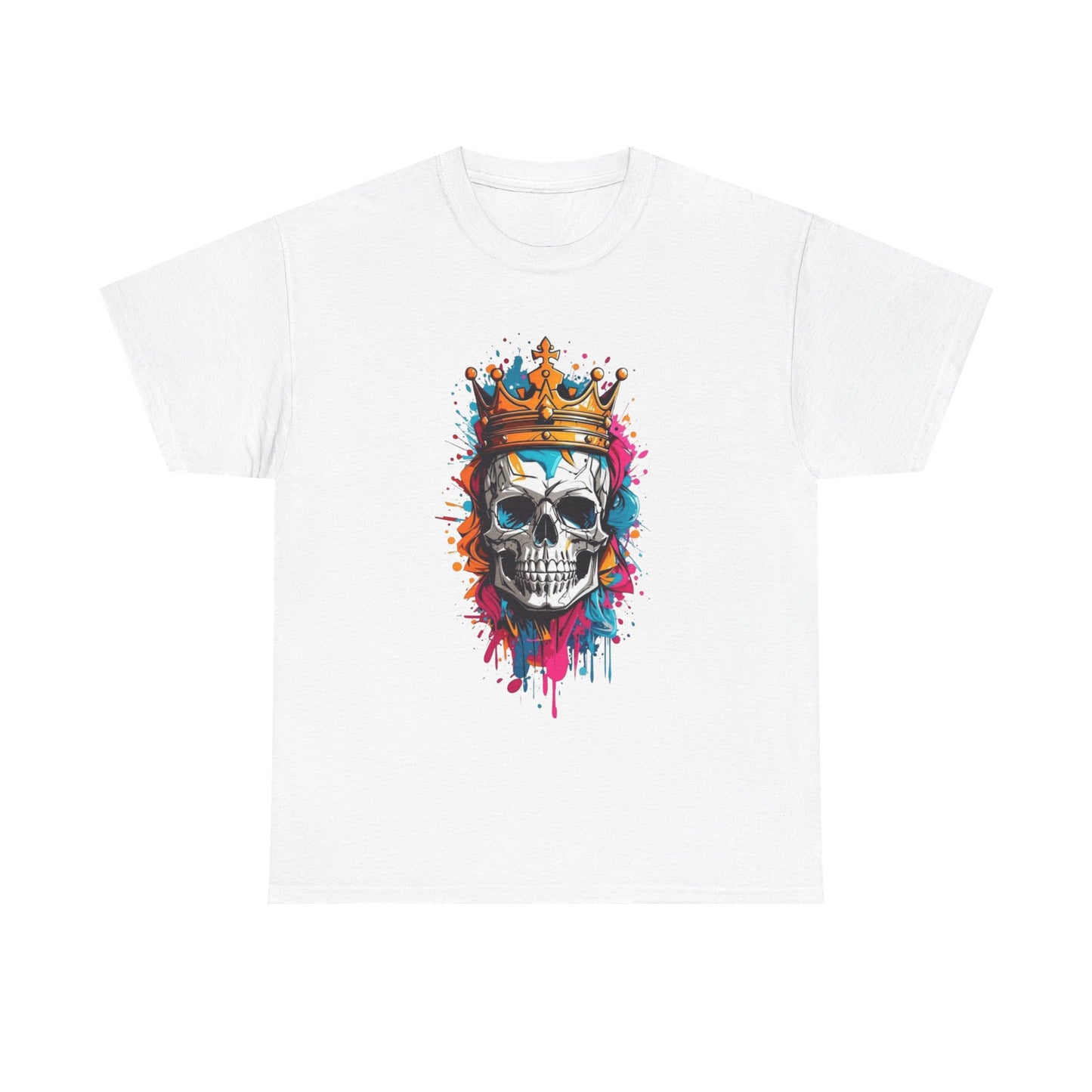 MENS Funny T Shirt GOLDEN Skull CROWN Design BLUE:PINK:ORANGE TEE Unisex Women's