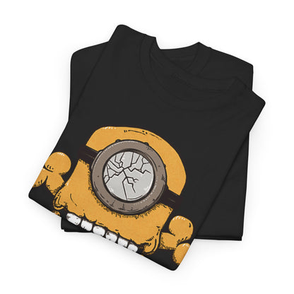 Minion Skull Unisex Men's Women's Graphic T Shirt Tee stacked neatly, showcasing its unique design that combines whimsy with a humorous twist. T Shirt, Funny, Minions.