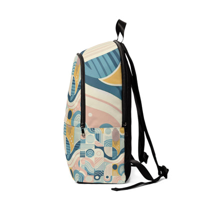 Spacious compartments of the Pastel Geometric Backpack by Dazzling Dreams Studio, designed for stylish organisation and practicality for students and professionals.