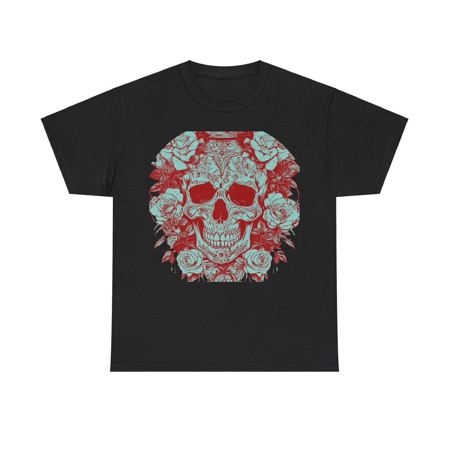 Skulls and Roses Cotton Tee, Unisex Graphic Shirt, 7 color choice