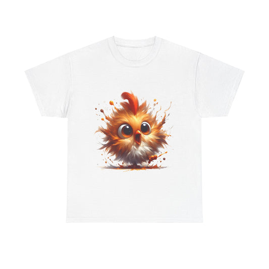 Explosive Joy Tee - Cartoon Bird Edition - Unisex Cotton Tee showcasing a vibrant and lively cartoon bird design on a white background, perfect for adding a touch of joy to your wardrobe.