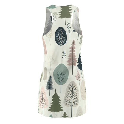 Close-up of the Modern Pastel Pattern Racerback Dress with Nature-Inspired Design by Dazzling Dreams Studio highlighting the chic and comfortable fabric.