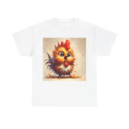 Explosive Joy Tee - Cartoon Bird Edition featuring a vibrant cartoonish bird illustration, designed to evoke smiles with its playful expression, available in white cotton.