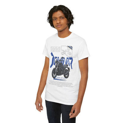 Male model wearing the Stylish Dominar 400 Men's T-Shirt, highlighting the sleek design and premium quality print, perfect for expressing passion for motorcycling.