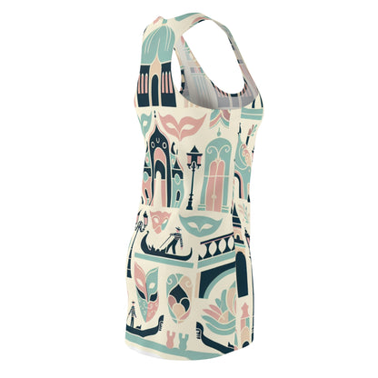 Full-length view of the Venetian Pastel Rosewood Dress by Dazzling Dreams Studio, capturing its elegance and the enchanting Venetian-inspired artistry.