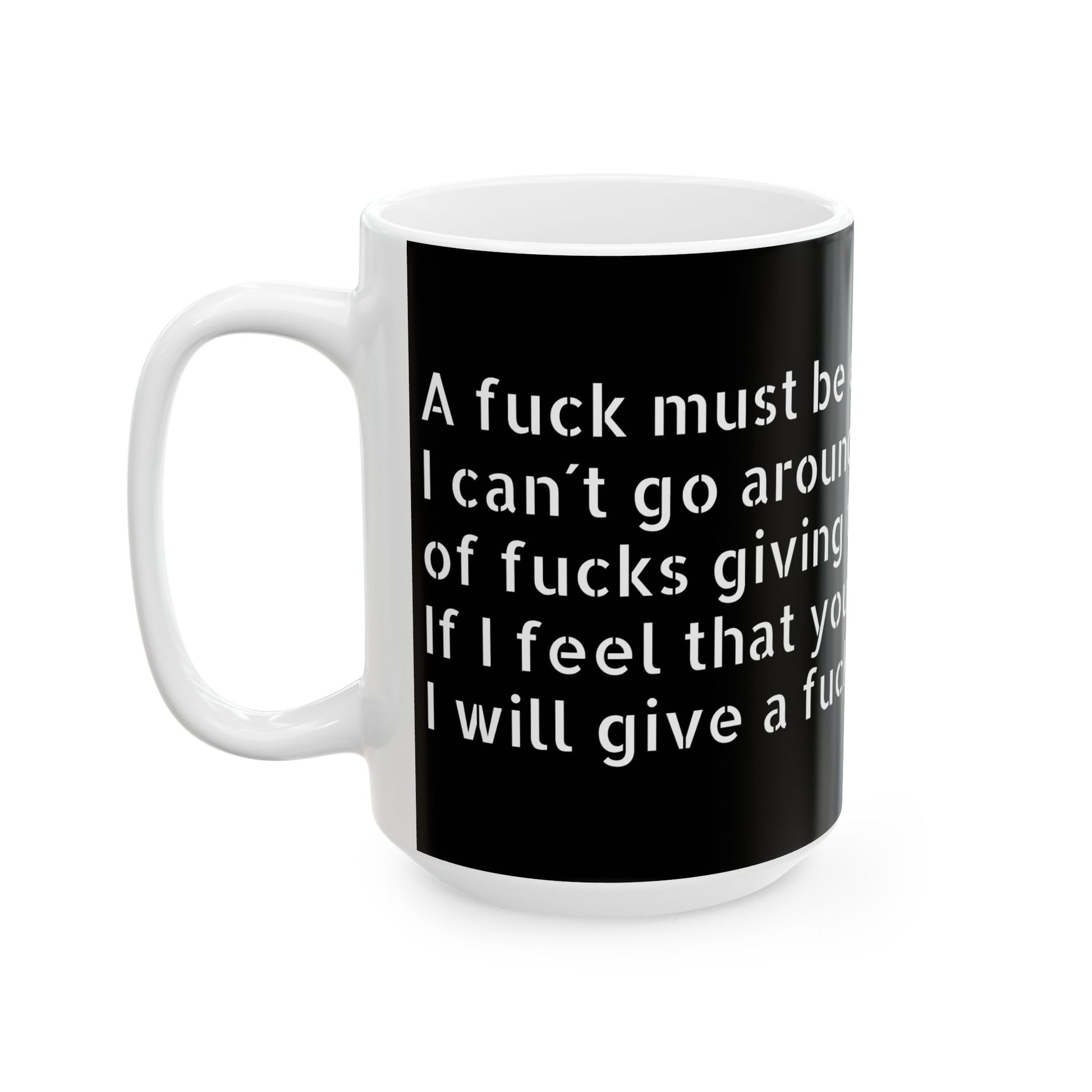 Adult humour ceramic mug, perfect for those who love a funny twist on their morning coffee.