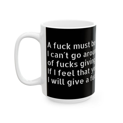 Adult humour ceramic mug, perfect for those who love a funny twist on their morning coffee.