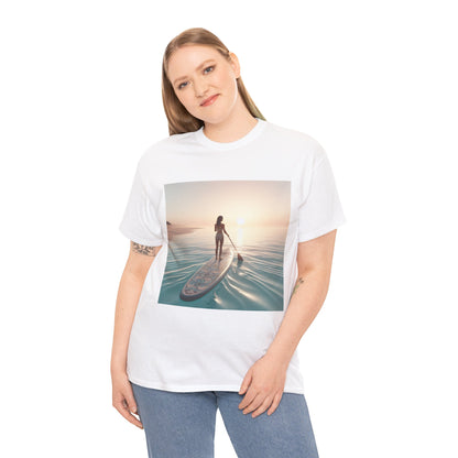 Dazzling Dreams Paddle Board T-Shirt, showcasing a stunning paddleboarding design perfect for water enthusiasts by Dazzling Dreams Studio.