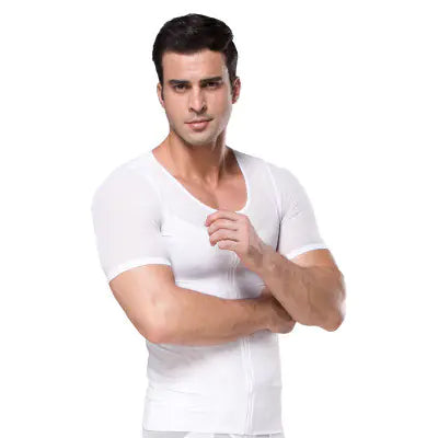 Stylish Men's Slimming Shaping Shirt in various colours by Dazzling Dreams Studio, designed for waist protection and abdominal contraction.