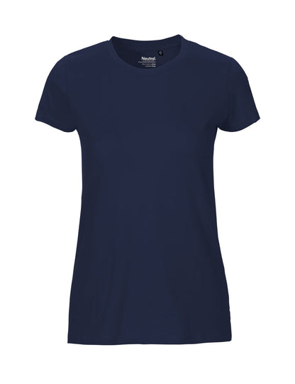 Fairtrade Organic Cotton Slim Fit T-Shirt in soft light fabric, showcasing an elegant round neck and tailored short sleeves for a refined silhouette.