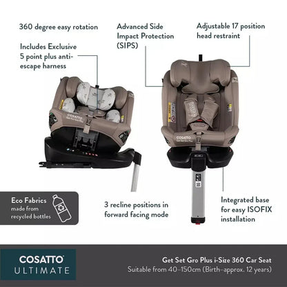 Cosatto Get Set Grow Plus i-Size Group 0+/1/2/3 360 Car Seat - Bear Hug