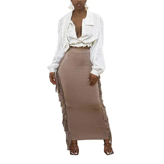 Women's Designer Tassel Long Skirt