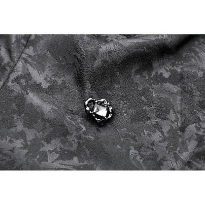 Elegant black gothic floral lace top by Dark in Love featuring ruffled off-shoulder sleeves and intricate lace detailing, perfect for dark romantic occasions.