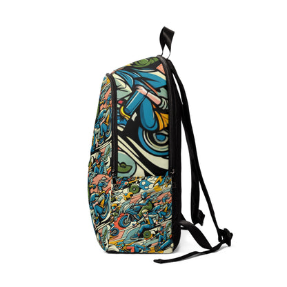 Functional interior of the Modern Pop Art Backpack by Dazzling Dreams Studio highlighting spacious compartments and padded laptop sleeve.