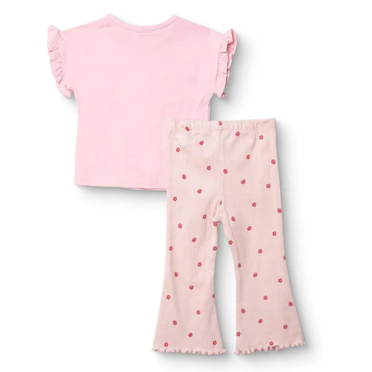 HelloBaby Girls Blouse & Leggings Set Text Print Pastel Dreams Crew Neck Full Length Short Sleeve - Pink