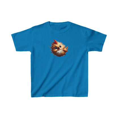 Child's Unisex Cartoon Bird Graphic Cotton Tee in bright blue, showcasing a fun cartoon bird graphic, perfect for stylish young gamers.