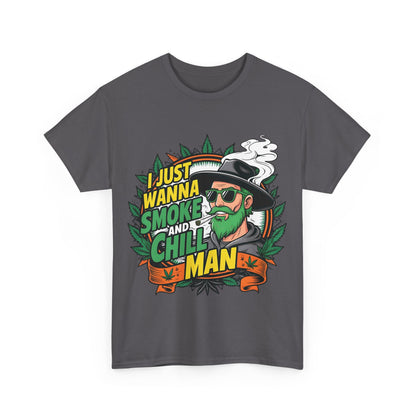 Front view of an elegant 420 Cannabis Marijuana Graphic T-Shirt Urban Unisex Cotton featuring vibrant graphics with a chill theme and a stylish character.