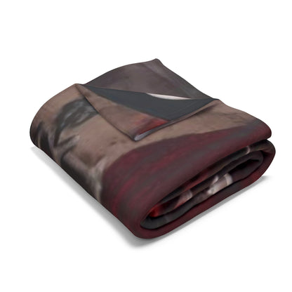 Folded Decorative and Warm Halloween Spooky Arctic Fleece Blanket showcasing a detailed design, perfect for adding a touch of elegance to Halloween decor.