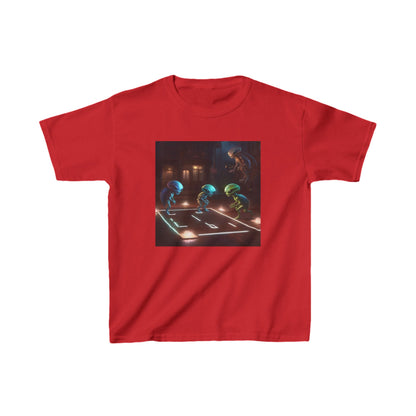 Kids Adorable Cute Aliens Heavy Cotton Tee in red, featuring whimsical aliens, ideal for fun and stylish outings for kids.