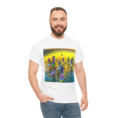 Dazzling Dreams Studio's Delightful Paddleboarding T-Shirt, capturing an inspiring outdoor adventure scene, perfect for those who cherish the beauty of nature.