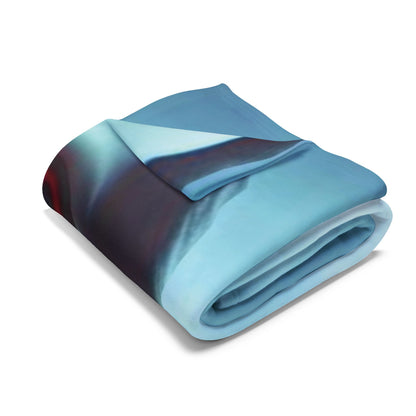 Sumptuous decorative and warm Halloween jigsaw Arctic fleece blanket folded elegantly, highlighting its softness and artistic Halloween motifs.