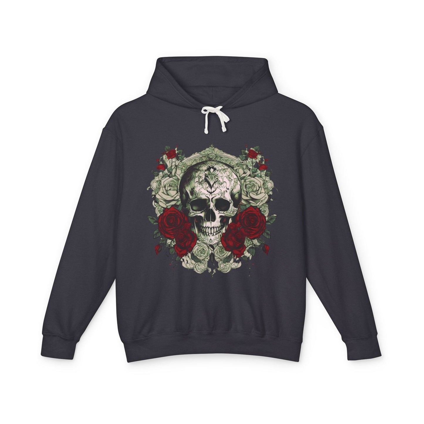 Unisex Lightweight Hooded Sweatshirt unique designer skull and roses