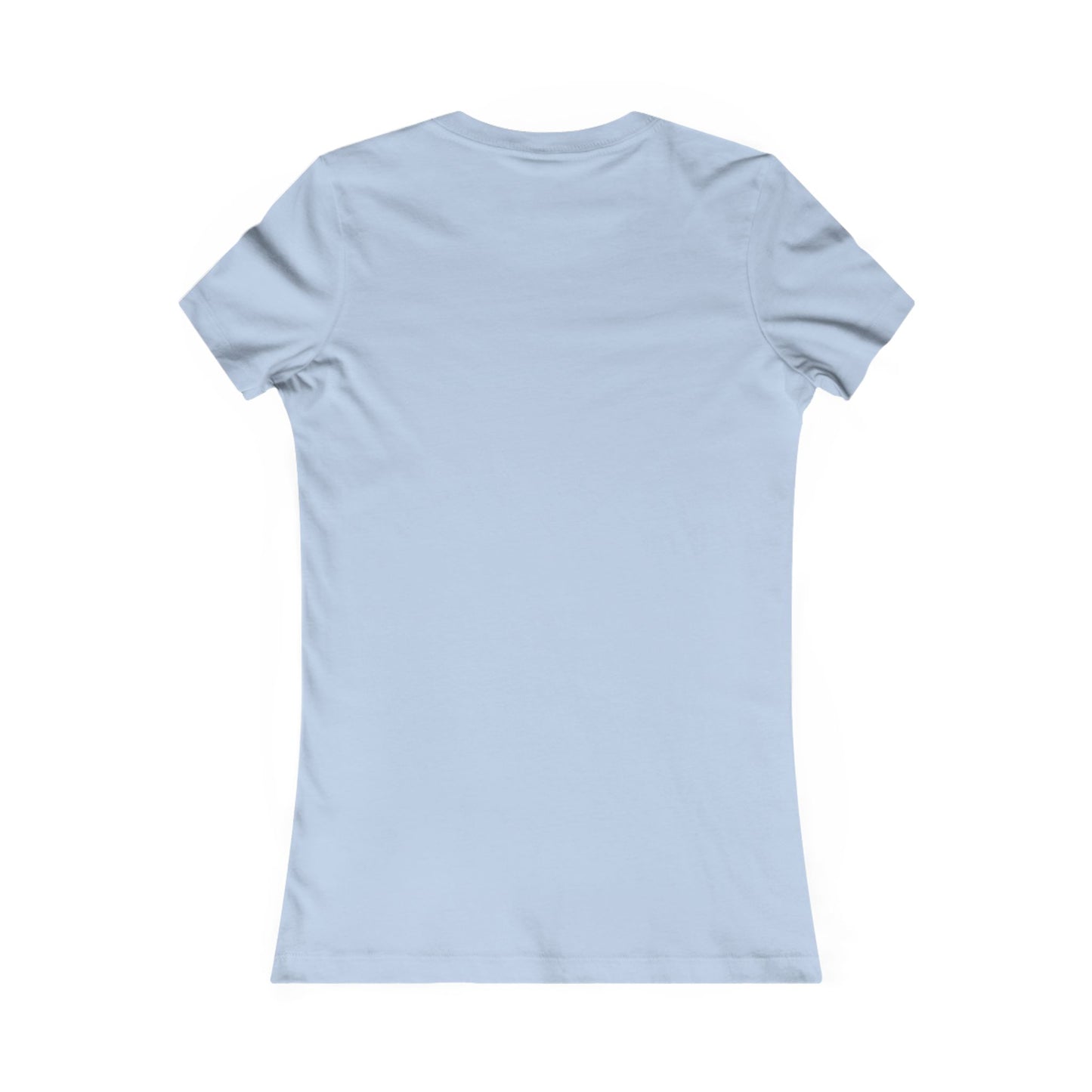 Refined back view of a soft sky blue women's fitted t-shirt, featuring a smooth finish and tailored fit, ideal for layering or as a standalone piece in your luxury collection.