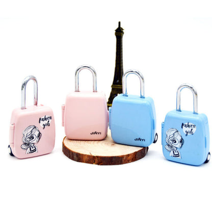 Creative Luggage Cartoon Luggage Combination Lock Padlock featuring vibrant designs in pink and blue, ideal for stylish travellers looking for security and functionality.