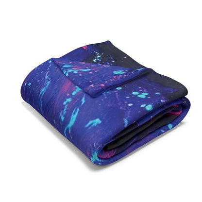 Decorative and Warm Halloween Spooky Arctic Fleece Blanket folded, showcasing vibrant colours and a stylish design, perfect for adding a touch of luxury to your Halloween decor.