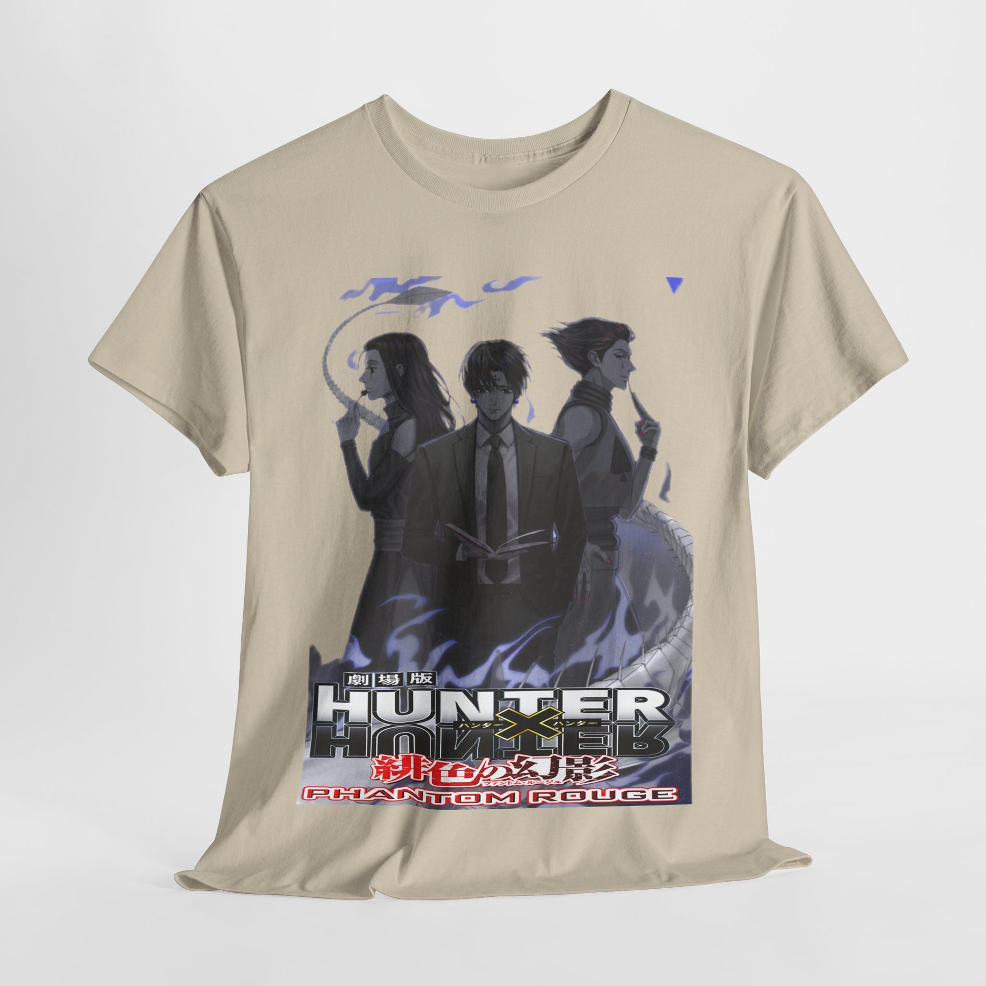 Stylish Hunter x Hunter Phantom Rouge T-shirt highlighting captivating characters with a sophisticated design, ideal for fashion-forward anime fans.