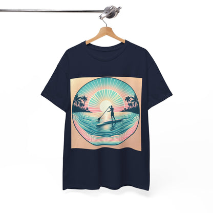 Delightfull Paddle Board T-Shirt by Dazzling Dreams Studio featuring a stunning paddleboarding graphic, perfect for water sports enthusiasts who appreciate nature-inspired design.