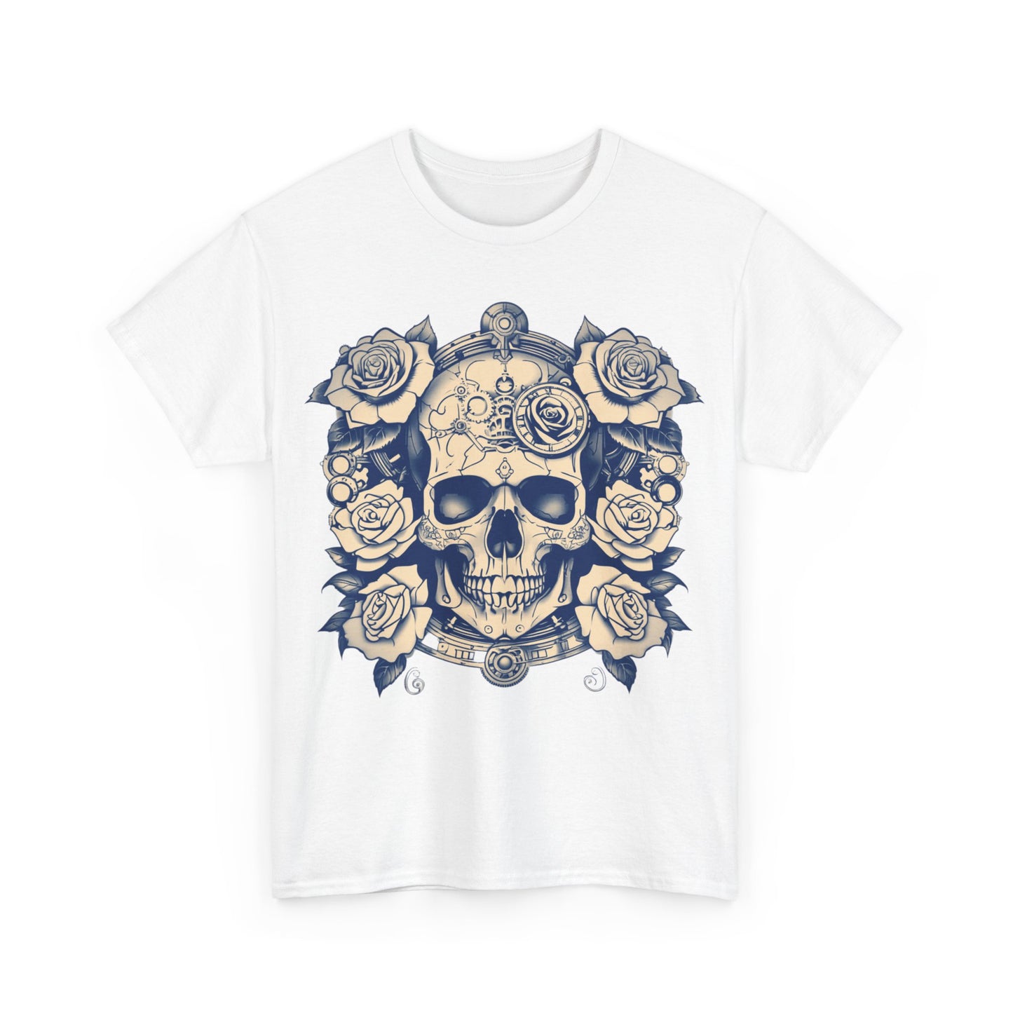 Skulls and Roses Cotton Tee, Unisex Graphic Shirt, 7 color choice