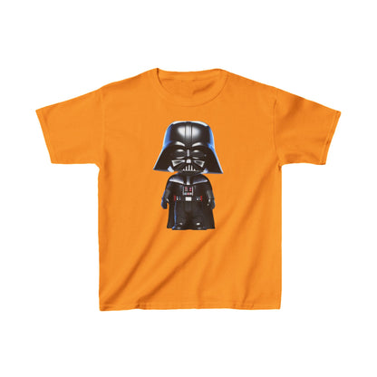 Stylish Kids Cute Darth Vader T-shirt in heavy cotton, presented in a vibrant orange shade, tailored for fashionable young Star Wars aficionados.