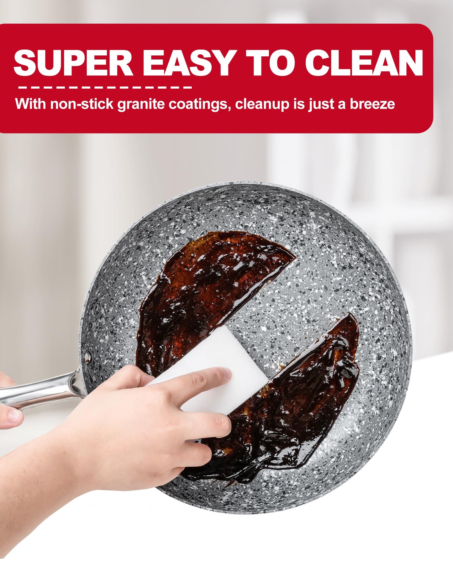 MICHELANGELO Non Stick Frying Pan with Lid 30CM, Non Stick Stone-Derived Coating, Large Pan, Induction Compatible-Oven Safe