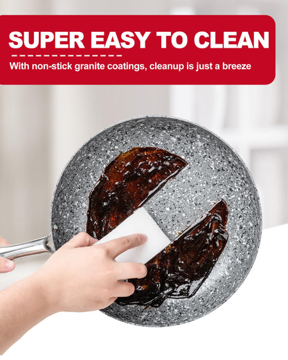 MICHELANGELO Non Stick Frying Pan with Lid 30CM, Non Stick Stone-Derived Coating, Large Pan, Induction Compatible-Oven Safe