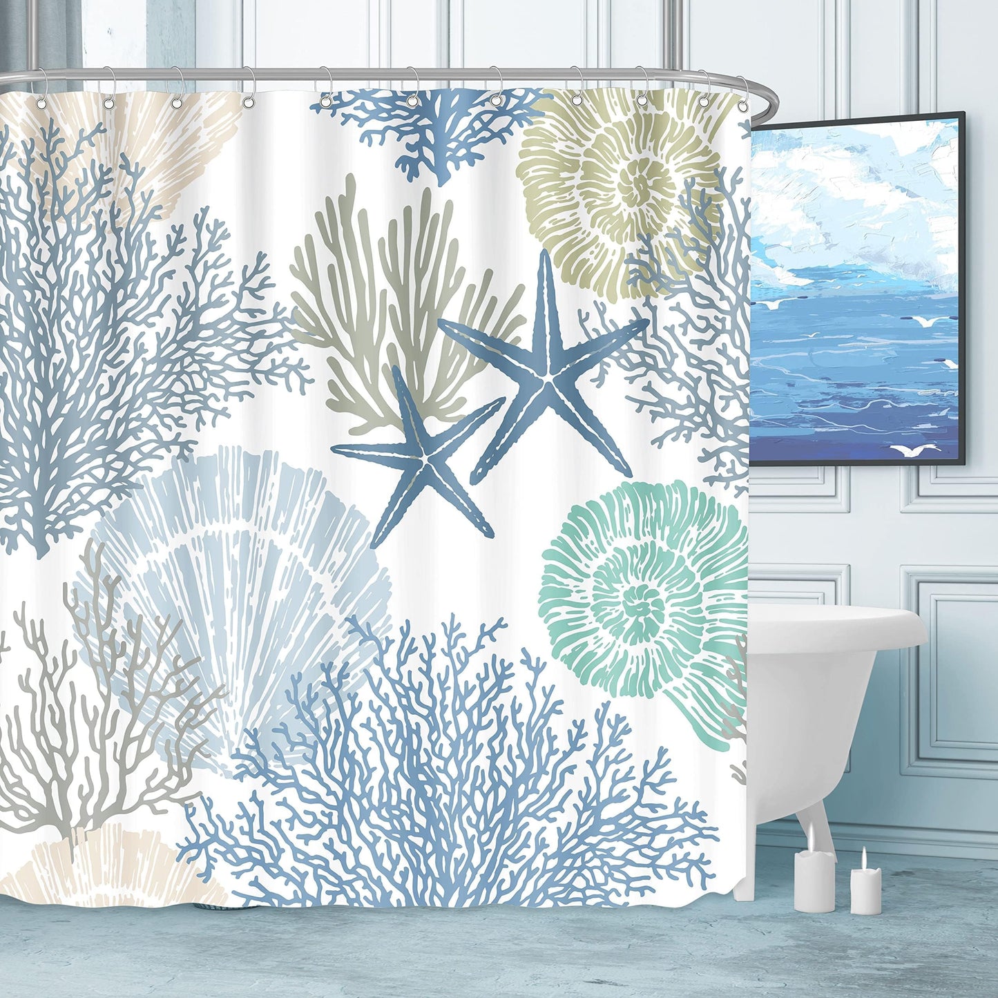 Tritard Nautical Coastal Waterproof Fabric Shower Curtains for Bathroom